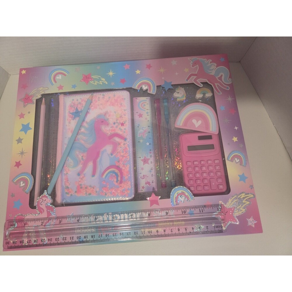 Unifull Unicorn Stationery Gift Set Journal Calculator Pens Sticky Notes